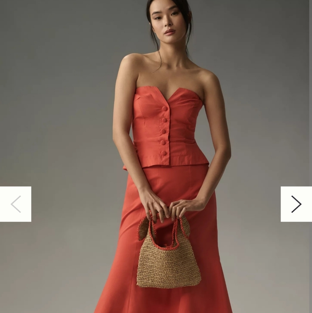 NWT Anthropologie Maeve Strapless Corset Fit & Flare Midi Dress NWT Size 8 - Picture 3 of 12